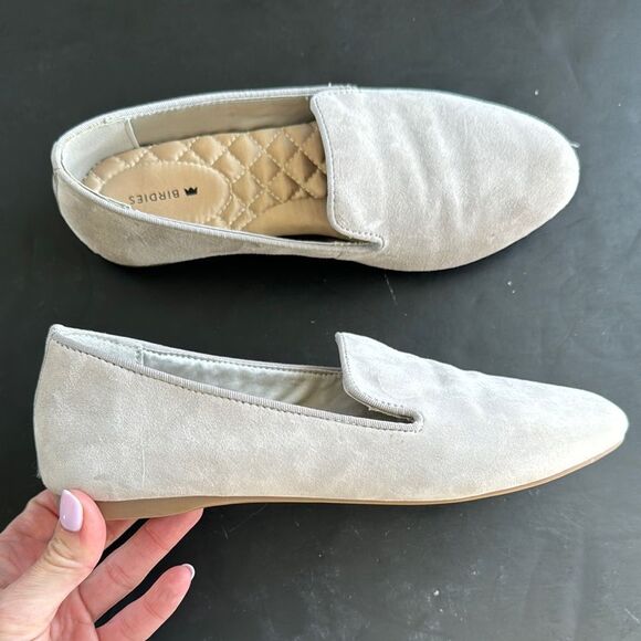 Birdies Ash The Starling Gray Suede Loafers Almond Toe Women’s Size 7 Minimalist - Picture 1 of 11